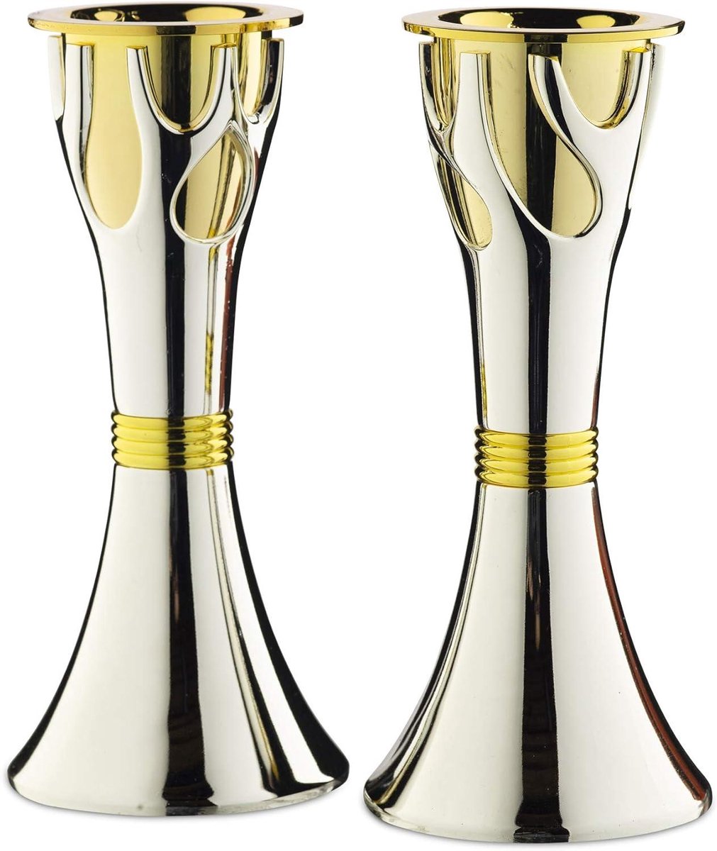 Kandelaar Set - Kaarshouder Luxe - Sfeervol Huis - Tweekleurig Design - 25 Inch Diameter - Zilver Goud