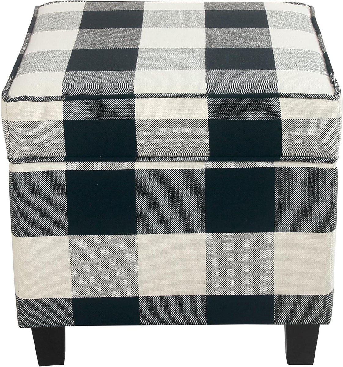 Opbergpoef Vierkant - Ottomaanse kruk - Woonkamer opruimen - Met hefdeksel - 44x44x42 cm - Zwart ruit