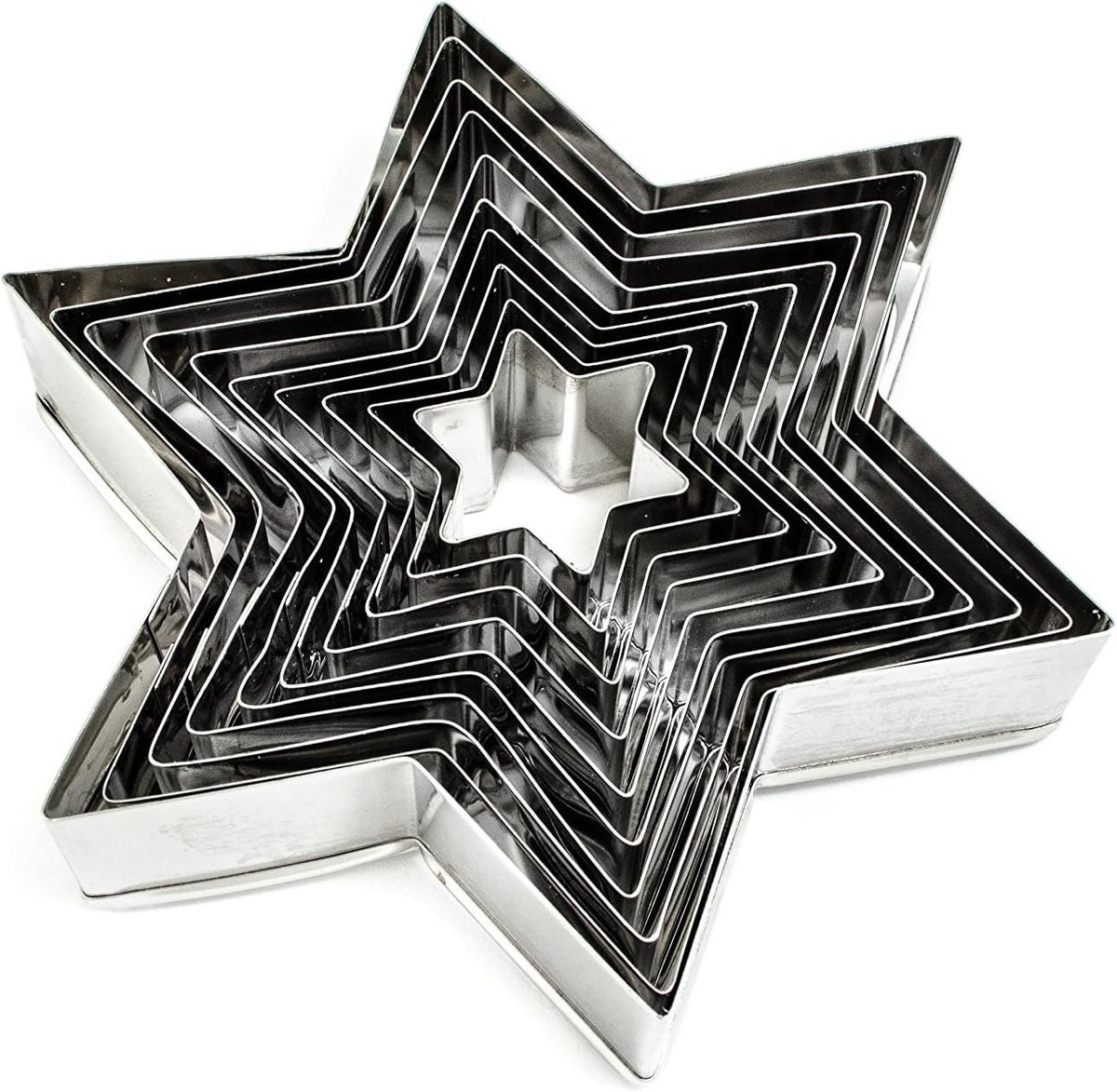 Uitsteekvormpjes Set - Koekjes Vormpjes - Bakken Versieren - Roestvrij Staal - 3-12 cm - Zilver