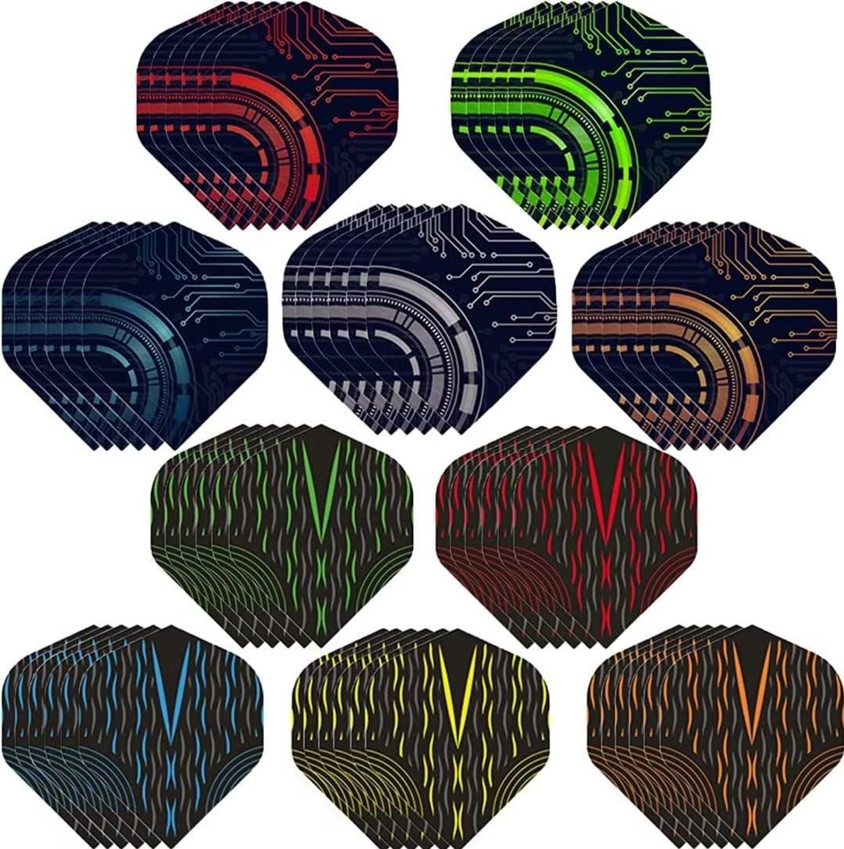 Dart Flights - Vleugels Pijltjes - Precisie Werpen - Robuuste Kunststof - 60 Stuks - Diverse Designs