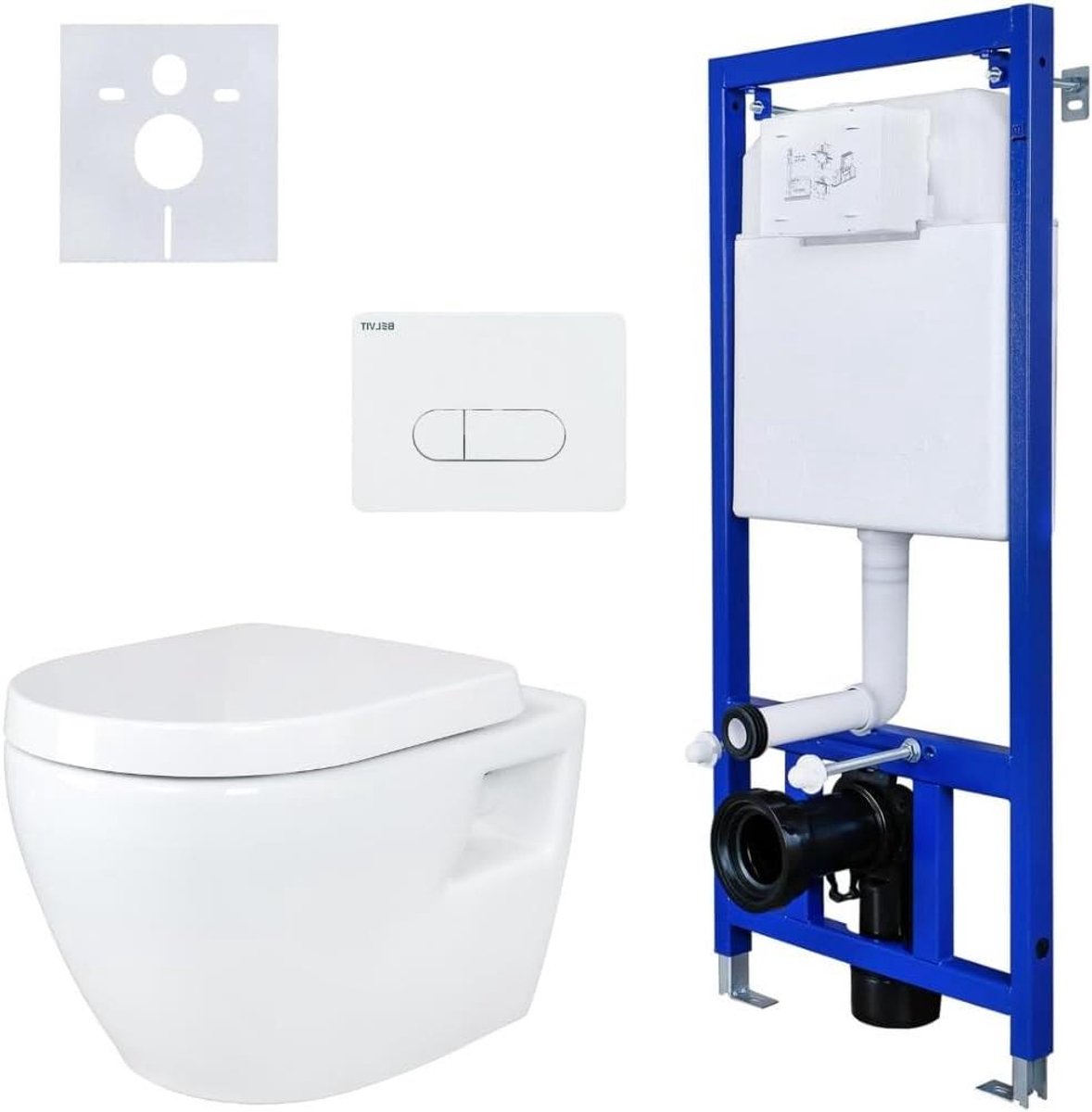 Wandcloset Set - Hangend Toilet - Badkamer Moderniseren - Softclose Zitting - 80 mm Diep - Wit