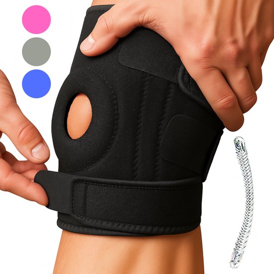 Kniebrace – Verstelbare Kniebandage – Patellabrace voor Heren / Dames – Ondersteuning bij Patella Blessures, Artrose & Meniscus – Verstelbare pasvorm – Comfort & Stabiliteit – Knieband – Zwart