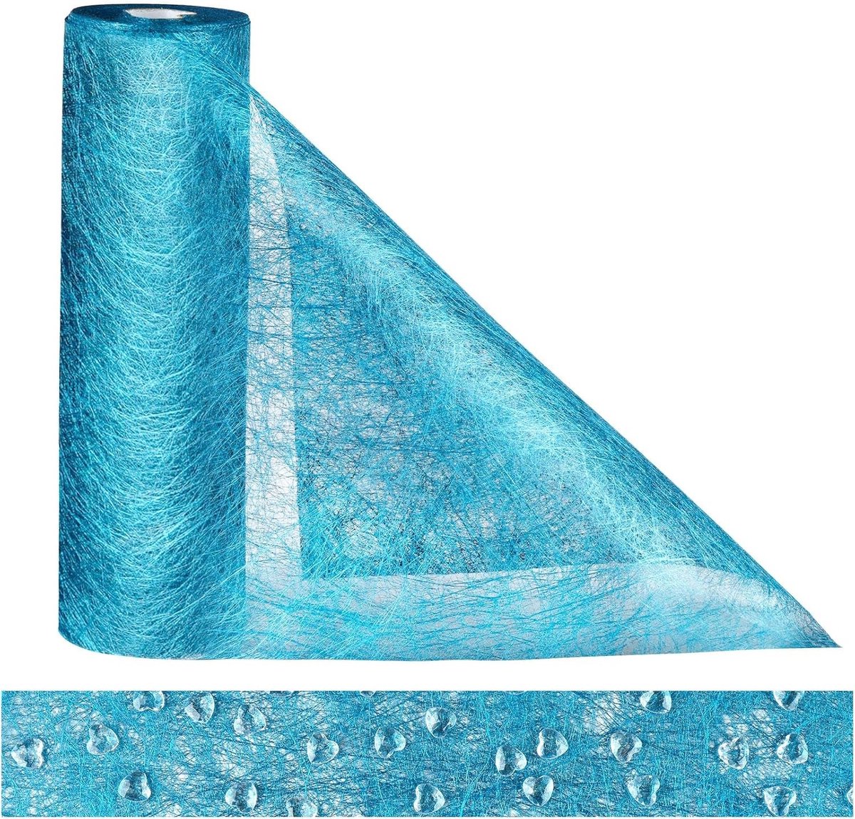Blauwe Tafelrunner voor Bruiloften, 9IN x 98FT, Versiering met 150 Hartvormige Strass Steentjes voor Feestjes, Verjaardagen en Kerstdecoratie, 23cm x 30M