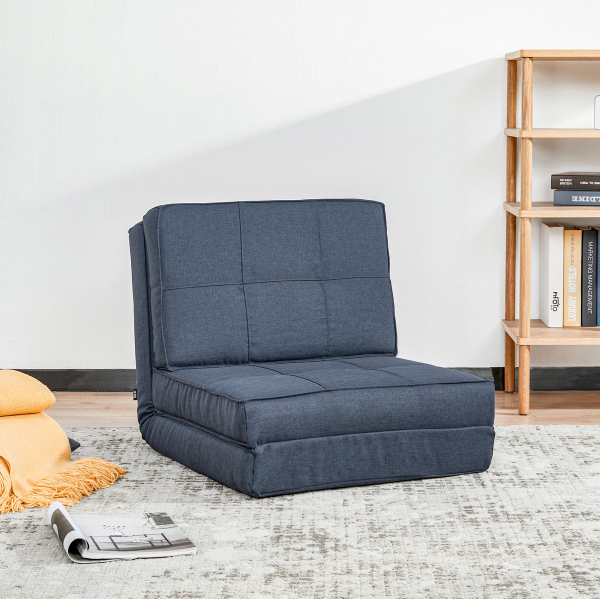 FloraGrace Zitzak - 3 In 1 Bodensofa Met 5 Standen Verstelbare Rugleuning - Voor Wonen, Spelen En Ontspannen - Polyester - Blauw