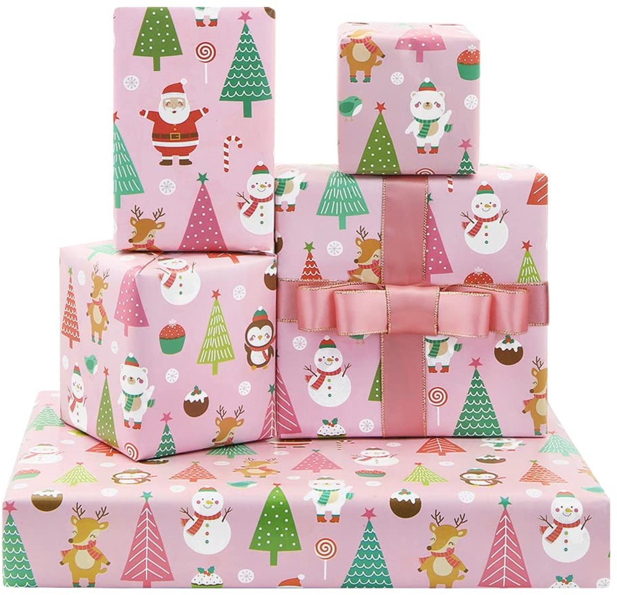 Inovra- Inpakpapier Roze - 6 Vellen 50x75 cm - Cadeaupapier Kinderen - Kerst Inpakpapier - Babyshower Inpakpapier - Unieke Decoratieve Gift Wrap