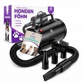 RobustRise Ultra Hondenfohn - 3800W - Zwart - Verstelbaar Vermogen - Waterblazer voor Honden - Hondenfohn met 4 Opzetstukken - Stil Design met geluidsdemper
