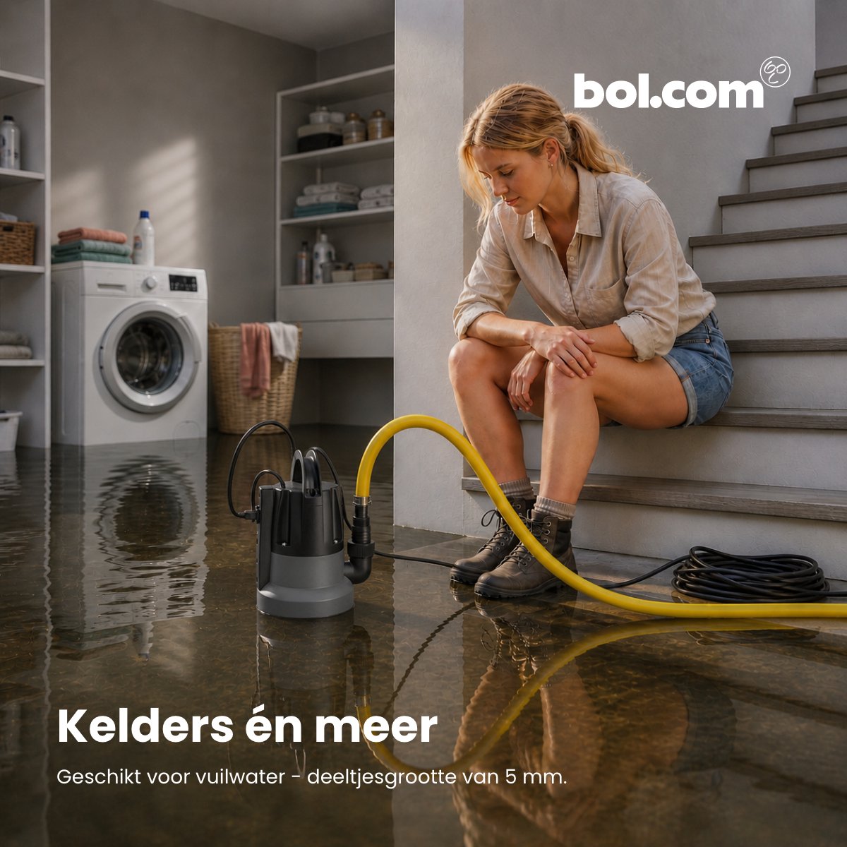 123® Vlakzuigende Dompelpomp 7000 l/u – Zwembad leegpompen – Dweildroog tot 1 mm – Automatische Watersensor – Inclusief 8 m Flexibele Tuinslang 1” (25 mm) Anti-Knik – Automatische Watersensor – Kelderpomp tegen Wateroverlast – foto 5