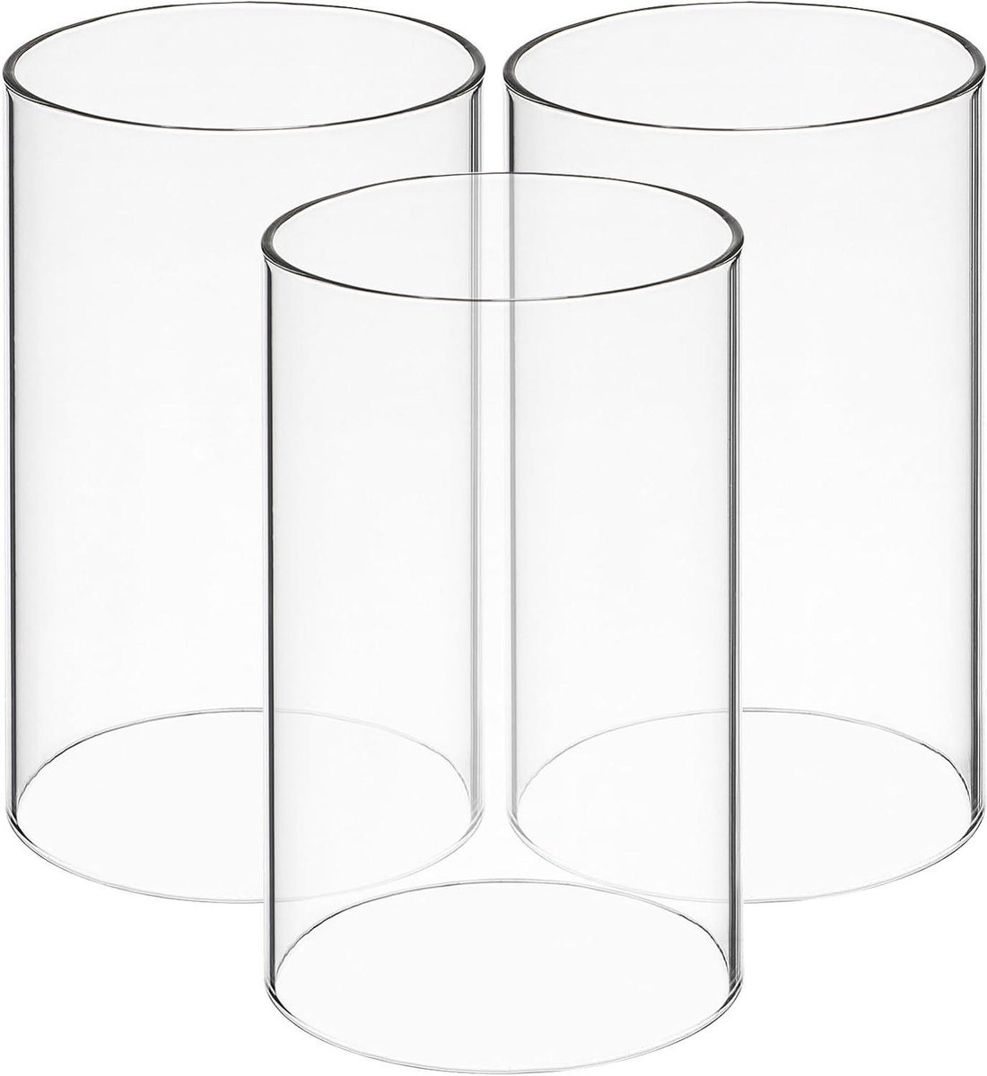 Glazen Kandelaars - Cilinder Houder - Romantisch Diner - Open Ontwerp - 6x10 cm - Helder