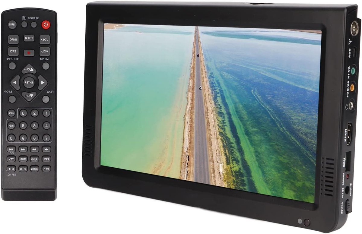 Draagbare Televisie - Kleine TV - Onderweg Kijken - Ingebouwde Batterij - 10 Inch Scherm - Zwart