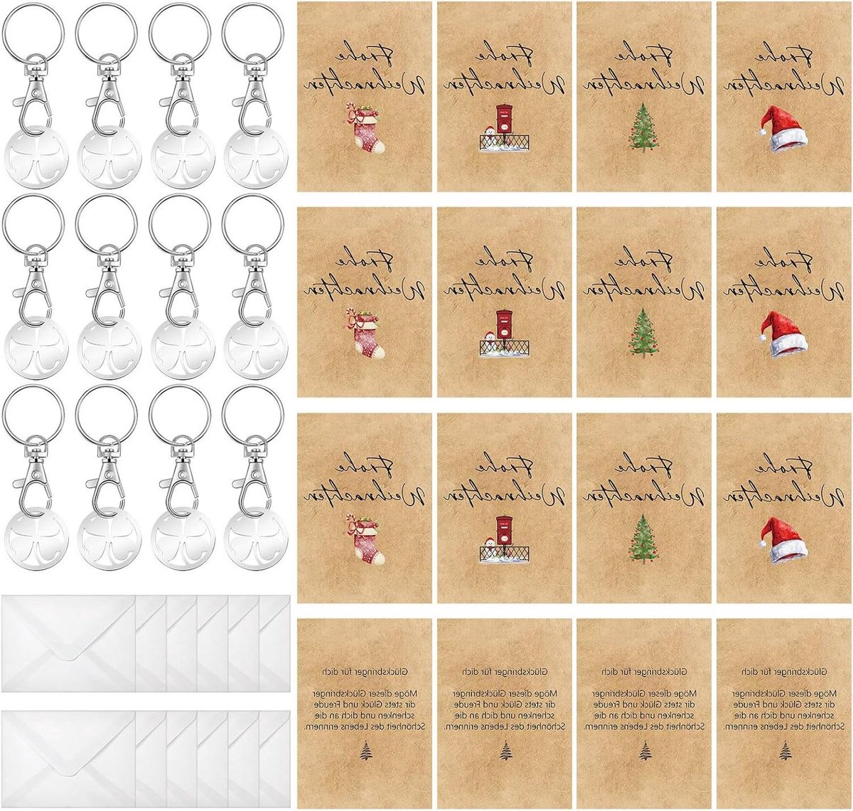 Kerstcadeausets - Gelukscadeaus - Dankbaarheid Tonen - Met Wenskaarten - 12 Sets - Geel
