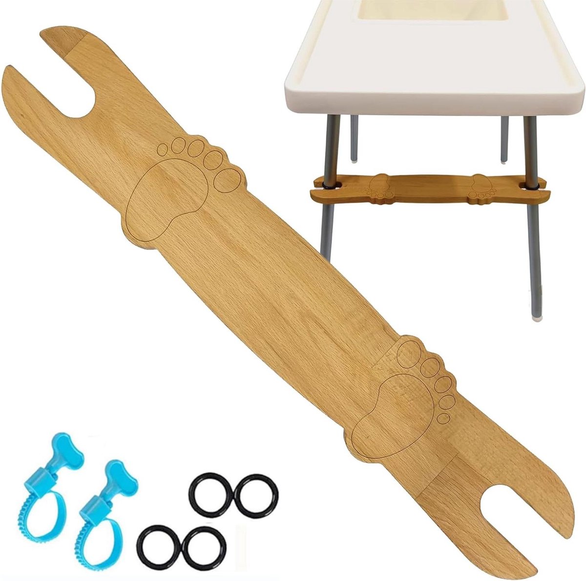 Kinderstoel Voetensteun - Baby Pedaal - Comfortabel Zitten - Verstelbare Hoogte - 82 x 50 cm - Bamboe