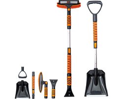 Sneeuwschuiver Set - Auto Borstel - Voertuig Winterklaar - 4-in-1 Multifunctioneel - Uitschuifbaar - Oranje