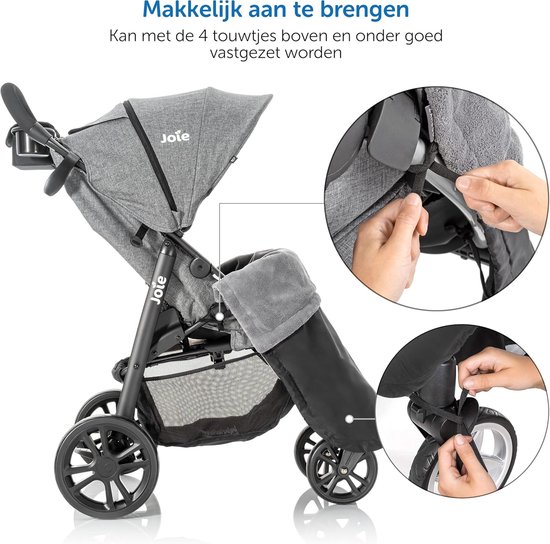 Kinderwagendeken - Voetenzak - Warm en droog - Waterafstotend - 65 x 30 x 80 cm - Zwart/Grijs — afbeelding 3