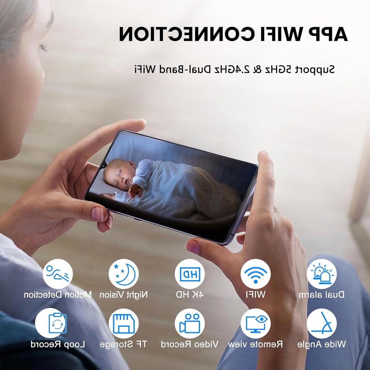 Klok Camera - WIFI Camera - Thuis Beveiliging - 4K HD Resolutie - 166 Graden Kijkhoek - Zwart