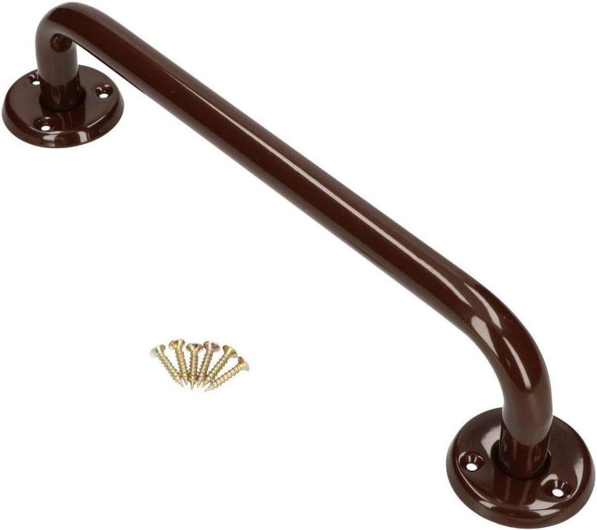 Badgreep Douchegreep - Wandbeugel Steun - Veiligheid Thuis - Poedercoating Staal - 400mm Lengte - Bruin