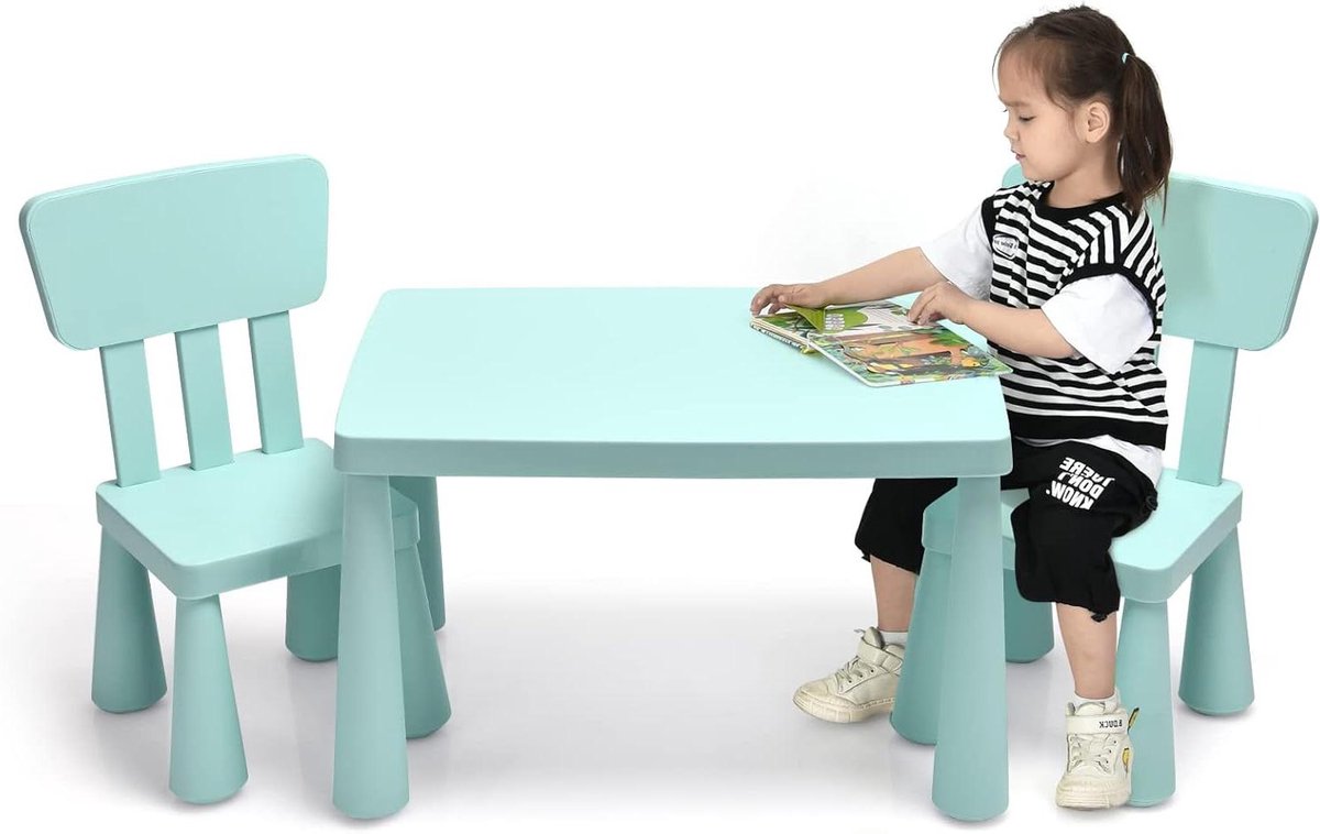 Kinderzitgroep - Kindertafel stoelen - Spelen knutselen - Afgeronde randen - 76x54x49 cm - Groen