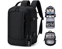 Tobey's Handbagage 40 × 30 × 20 Rugzak - Reistas 24L t/m 30L - Inclusief Cijferslot - Underseater Tas - Cabin Bagage - Zwart - Compacte Weekendtas