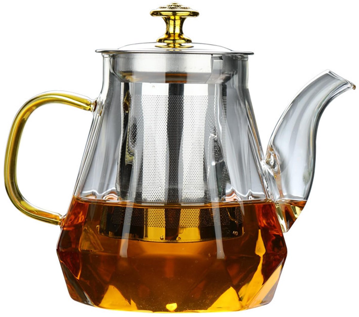 Theepot met zeef, glazen kan borosilicaatglas, vaatwasmachinebestendig, voor het zetten van thee, bloementhee, kruidenthee, theezakjes, 1000 ml