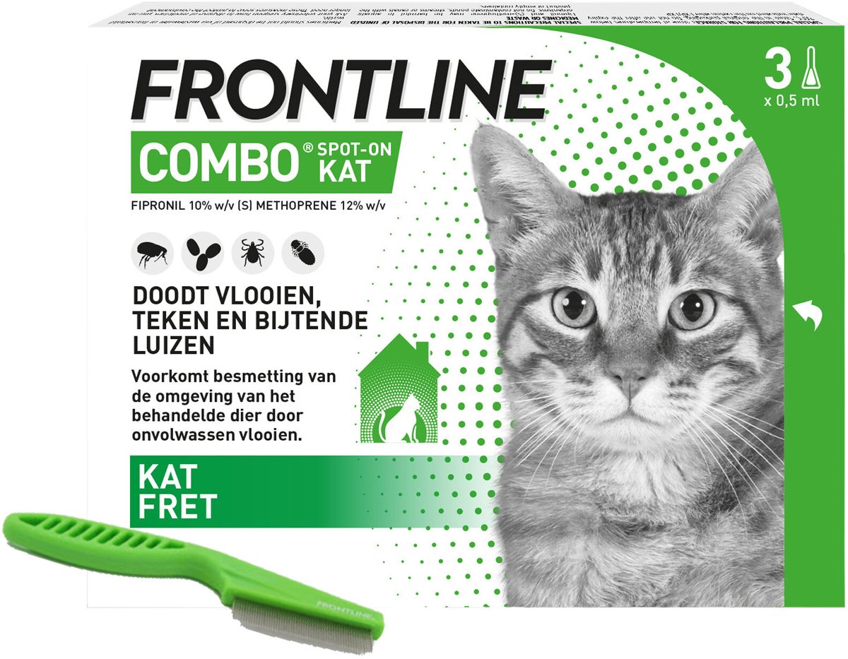 Frontline Combo Kat - 3 Pipetten + Vlooienkam