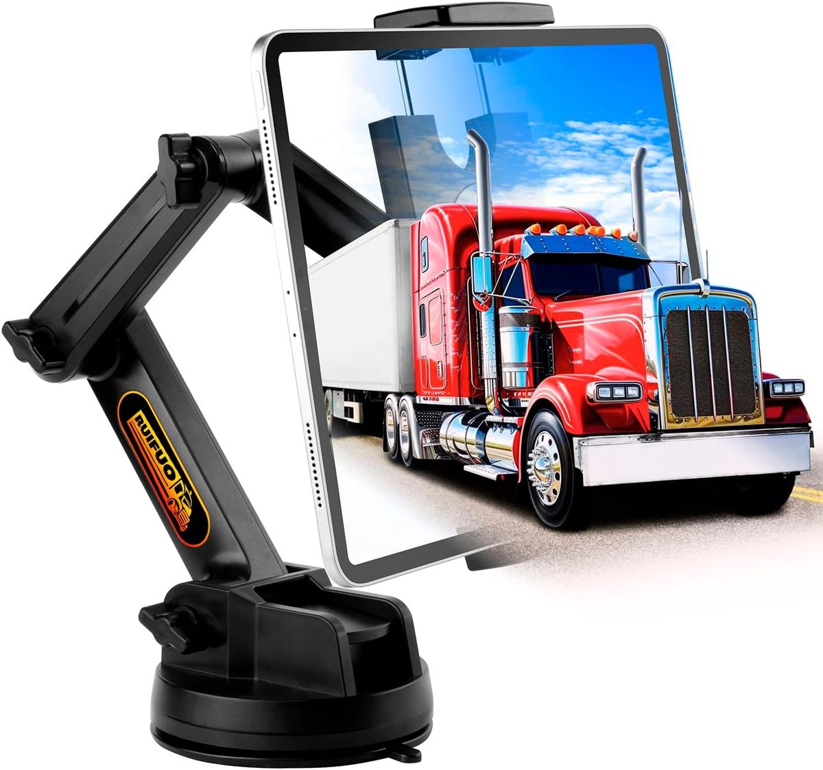 Thijox - Tablethouder voor Auto en Vrachtwagen, Heavy Duty Tablethouder met Super Zuignap voor Tablet en iPad, 16,7 Inch Lange Arm, Stabiel en Geschik