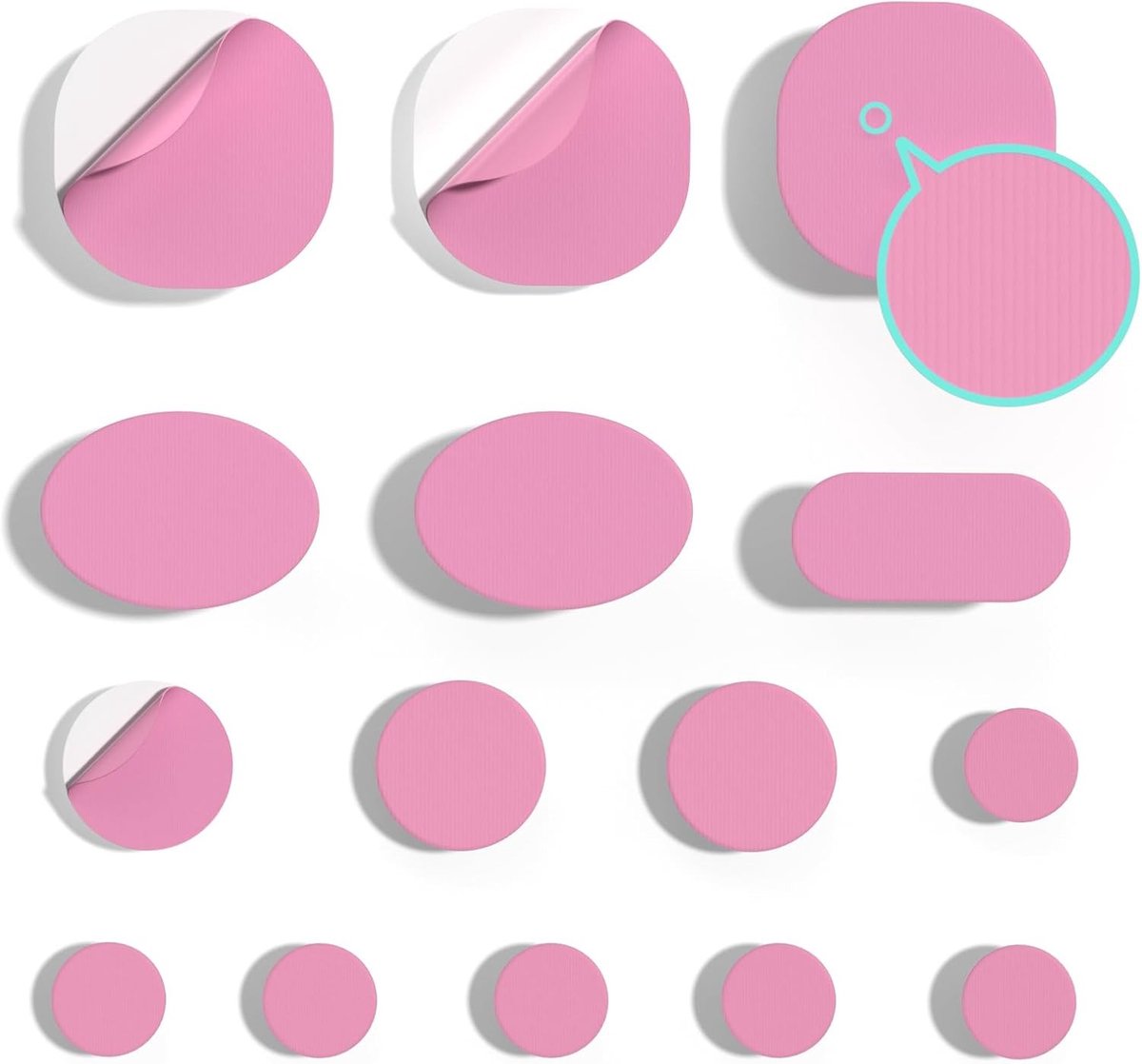 Patches voor het Repareren van Jassen en Tent, Zelfklevende Nylon Herstelstickers in Rond en Ovaal, 45 Stuks in Roze