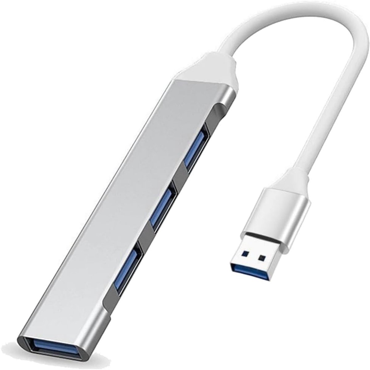 Thijox - 4-in-1 USB Hub met 1 USB 3.0 en 3 USB 2.0 Poorten - Splitter Compatibel met MacBook Pro, Windows Laptops en Andere Apparaten - Zilver