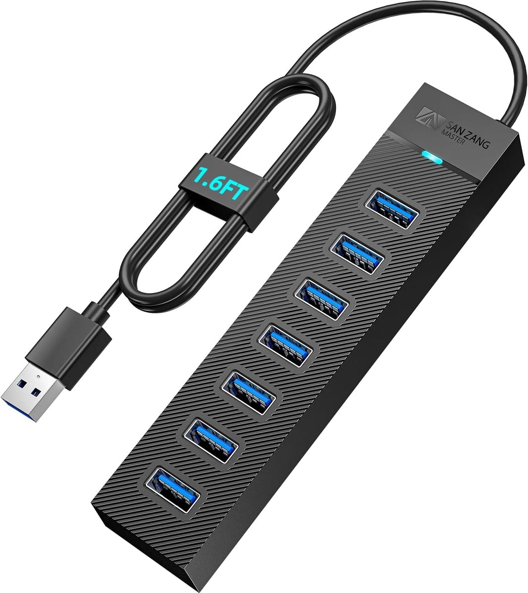 Thijox - 7 Poorten USB Hub 3.0 - HighSpeed Data USB Extender voor Laptop, USB Flash Drive, Mobiele HDD, Printer, Camera, Toetsenbord, Muis - 5 Gbps -
