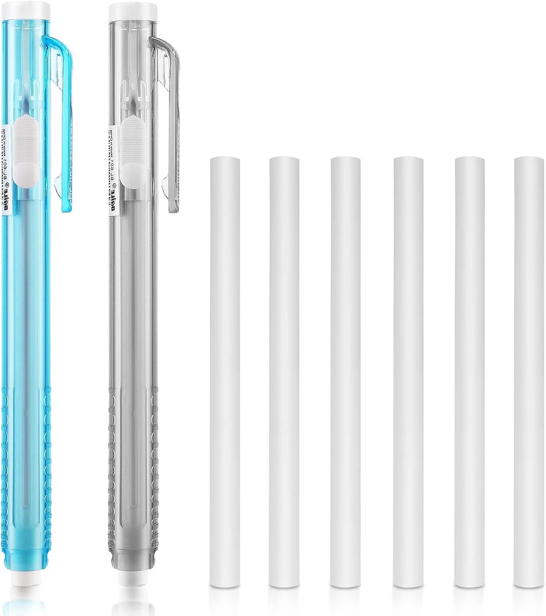 SnelShoppen - Pen Style Gumset - 2 Stuks Retractable Mechanische Gummipotloden met 6 Vervangbare Gum Refills - Perfect voor School, Kantoor, Schildere