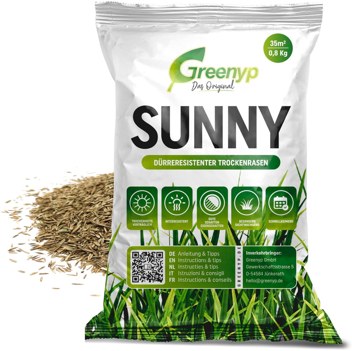 Inovra- Graszaad Herstel - 0,8 kg voor 35 m² - Snelkiemend - Droogtebestendig - Dicht groeiend - Geschikt voor zandgrond - Gazonzaad