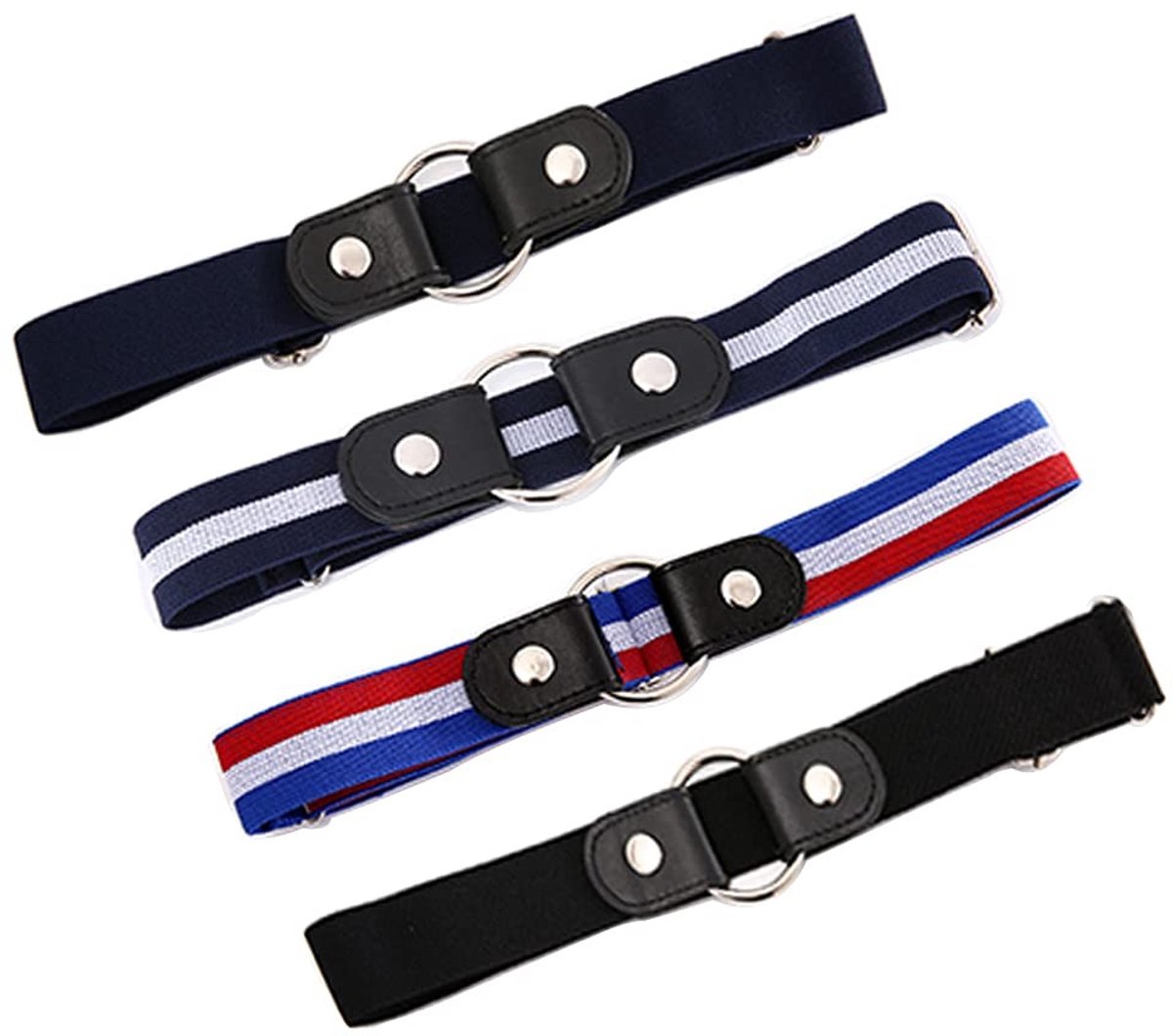 Inovra- Elastische Riem - Gespvrij - Verstelbaar - Uniseks - 4 Stuks - Minimale lengte 43 cm / Maximale lengte 130 cm