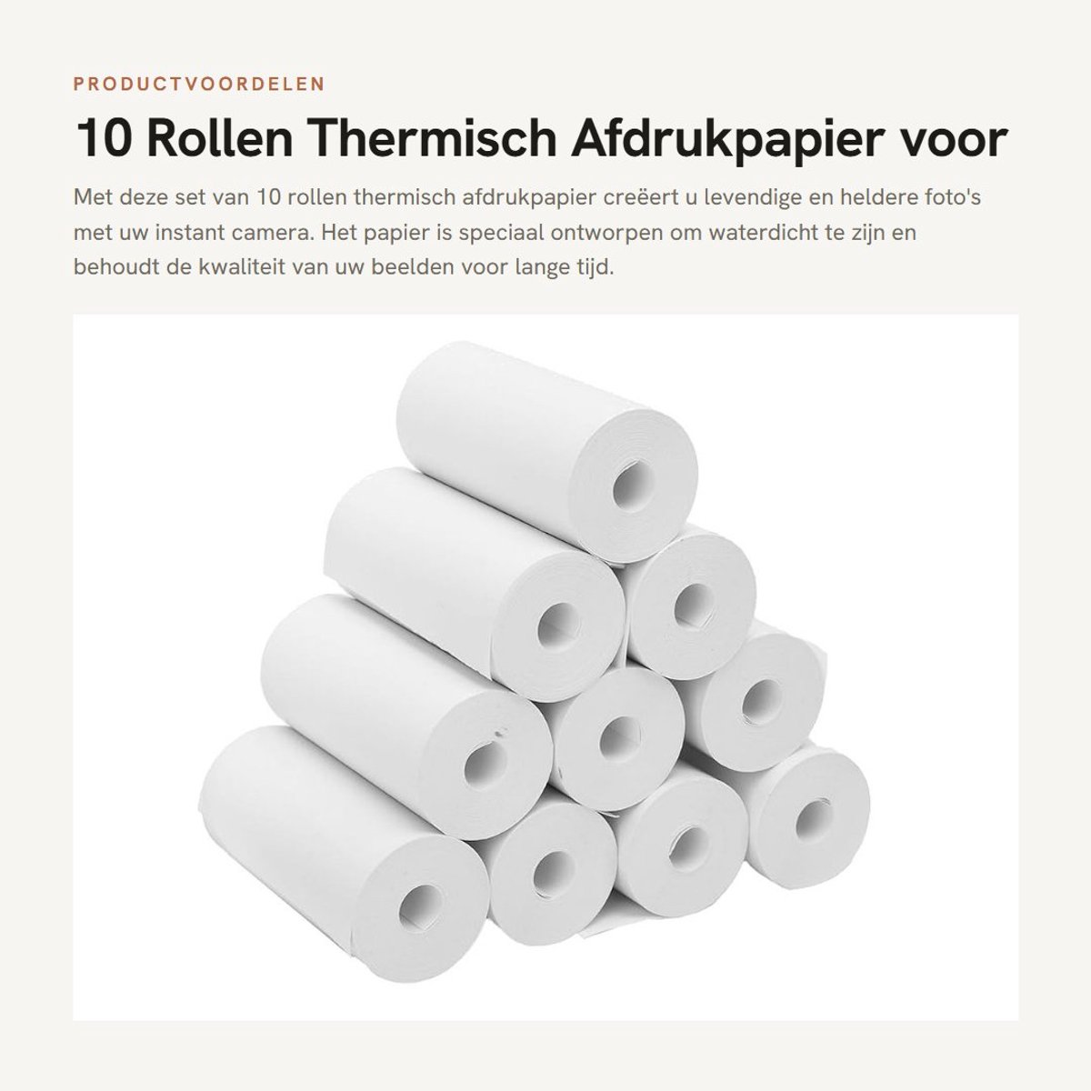 Inovra- Afdrukpapier 10 Rollen - Thermisch - Waterdicht - Hoge Duidelijkheid - Levendige Kleuren - Voor Instant Camera - Fotopapier
