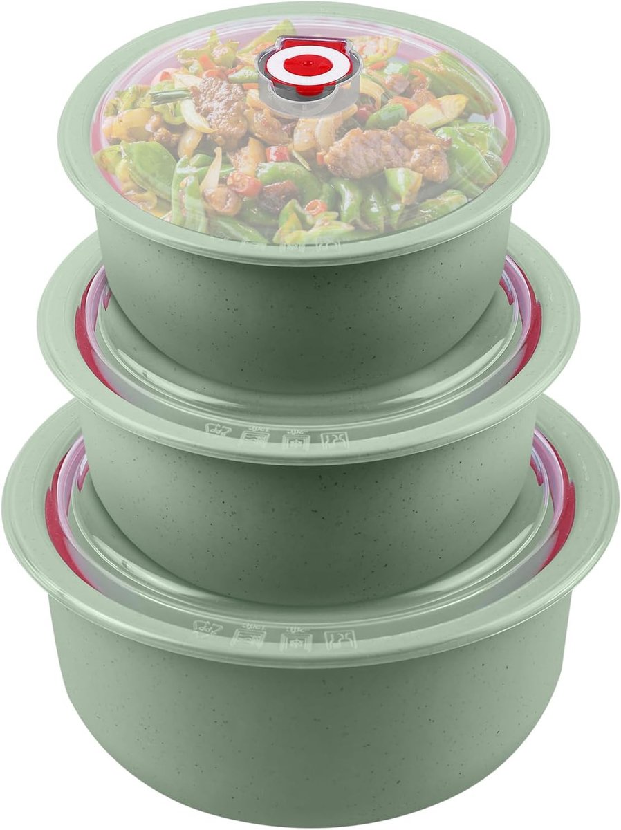 Thijox - Set van 3 Magnetronservies met Deksel - 260/480/900 ml - Vaatwasserbestendig, Multikom, Broodtrommel voor Magnetron, Oven, Koelkast