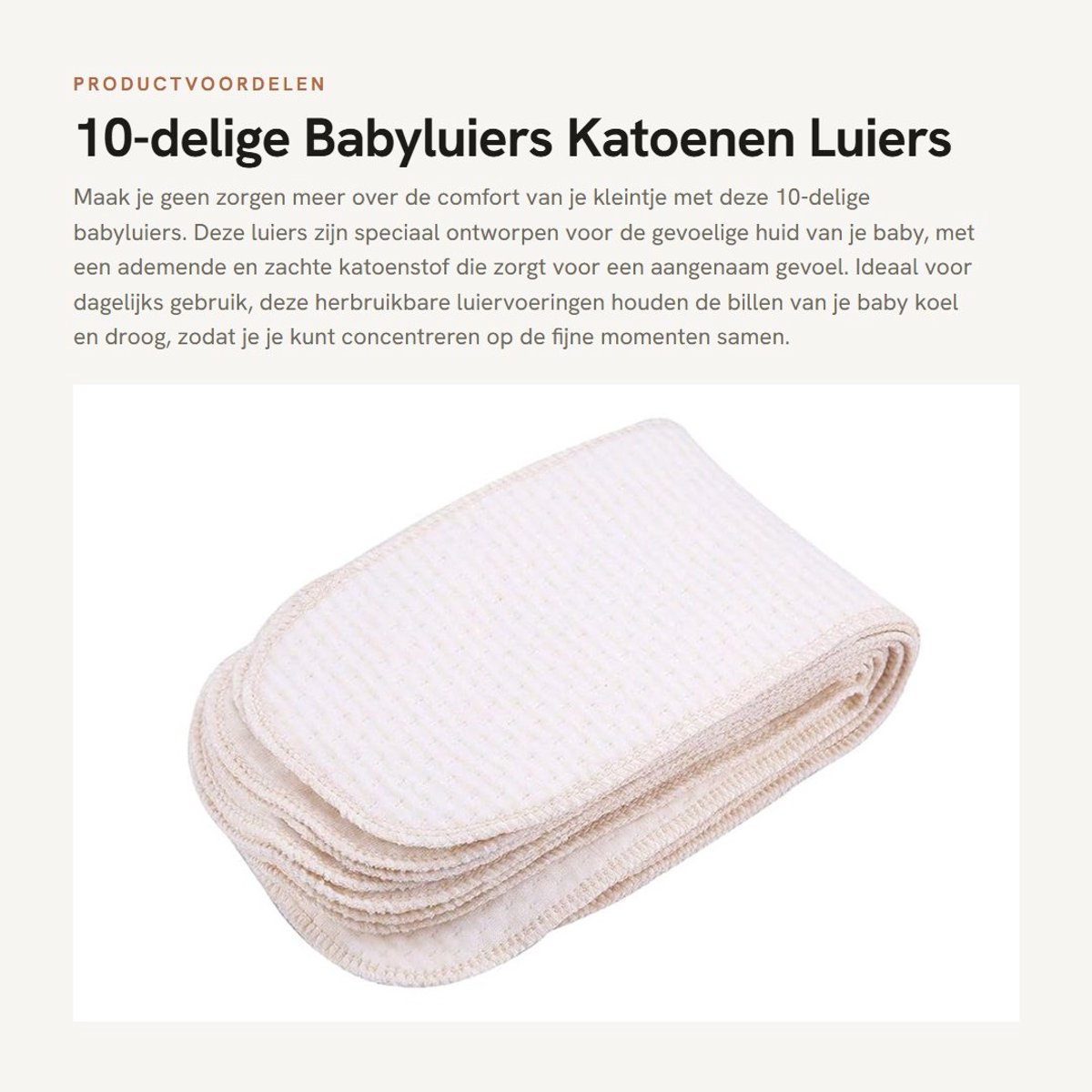 Inovra- Stoffen Luiers 10-delig - Katoen - Ademend - Zacht - Herbruikbaar - Goede Wateropname