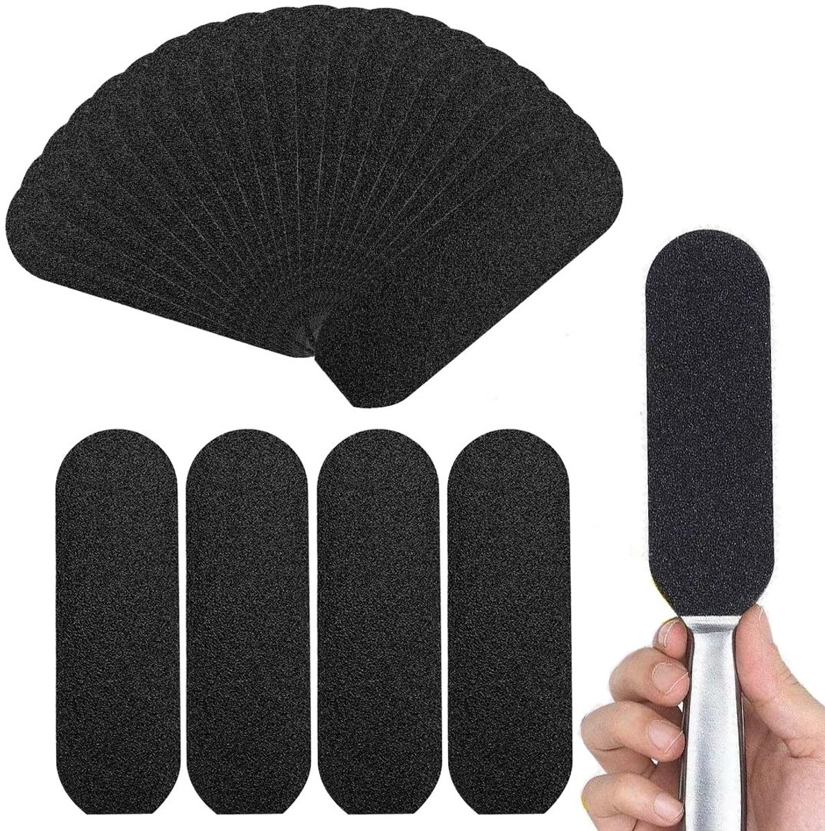Inovra - 30 Stuks Reserveverpakking Voetvijl Pads - Zwart Schuurpapier