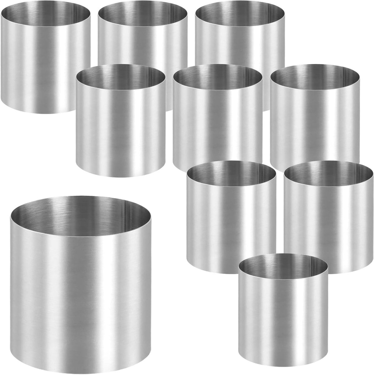 10 Stuks 5cm Ronde Taartvormen van RVS, Perfect voor Mousse, Crumpets en Gebak Desserts Bakken
