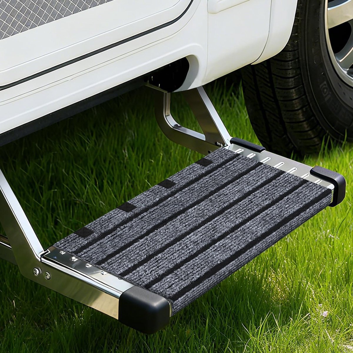 Antislip Trapmat voor Campers en Motorhomes, Verstelbare Gespen, Duurzaam en Veilig, Ideaal voor Buitengebruik