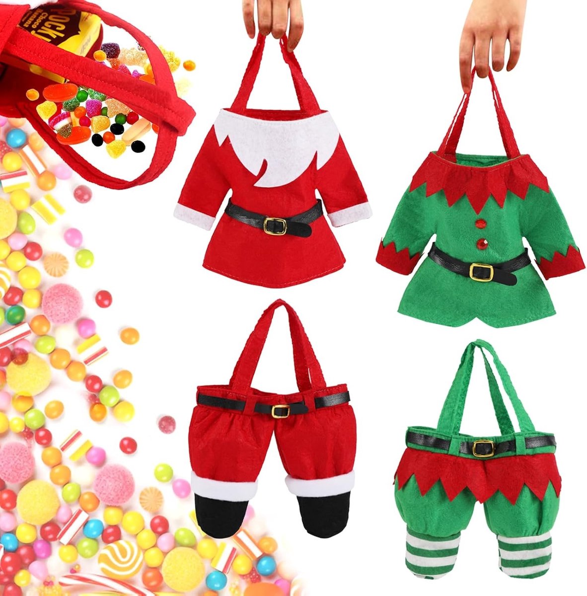 Herbruikbare kersttassen voor cadeaus - 4 stuks, ideaal voor kerst, verjaardagen en feestelijke gelegenheden, duurzame boodschappentassen voor elke gelegenheid