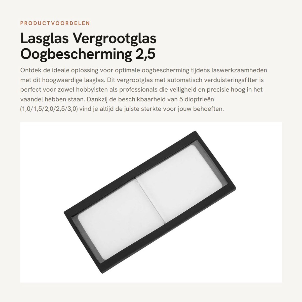 Dailygoods- Lasglas automatisch verduisterend - Vergrootglas - Oogbescherming - 5 dioptrieën - Professionele gereedschappen - Afmetingen 5 x 4 cm - Lasfilter