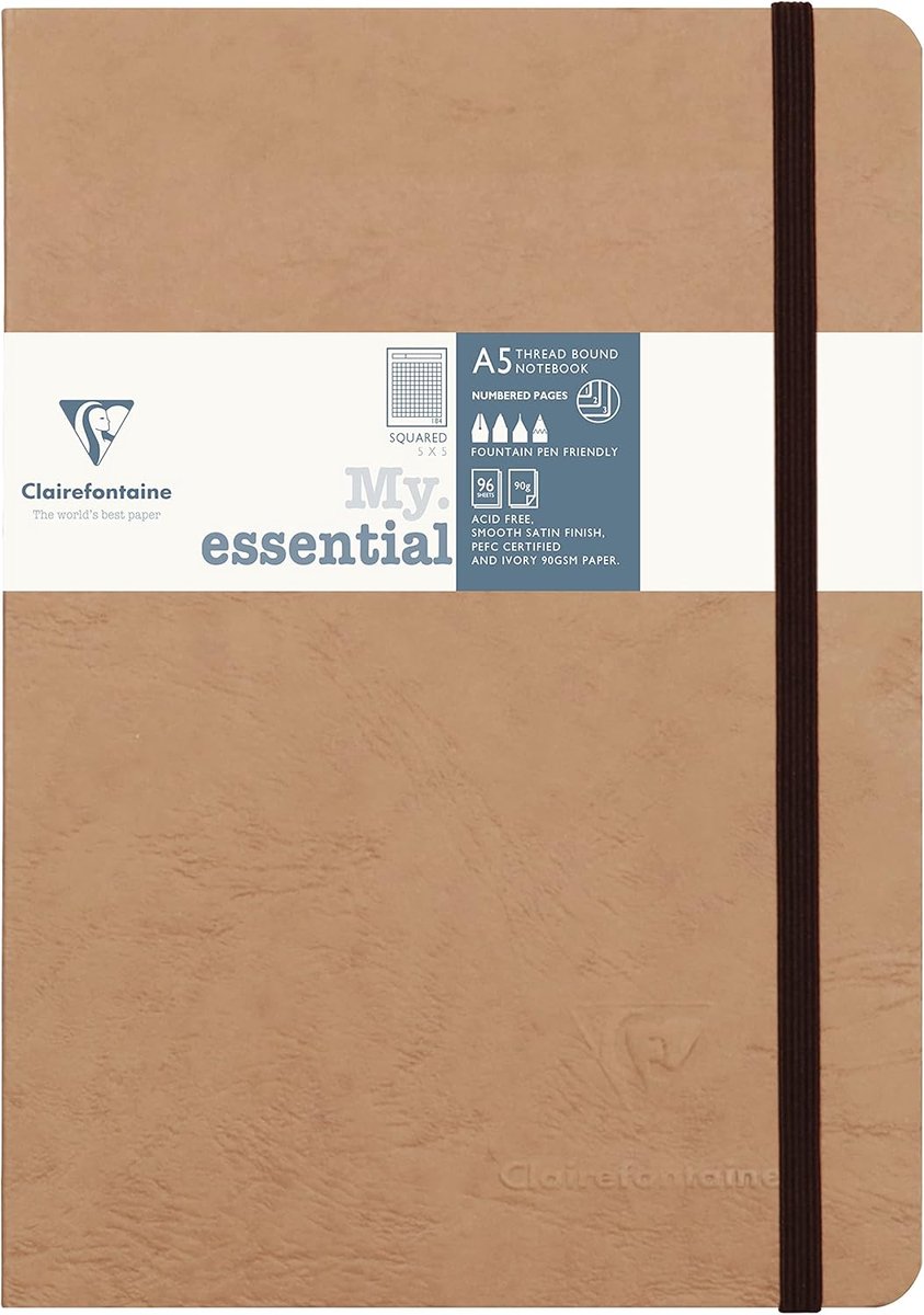 SnelShoppen - Notitieboek A5 Genaaid met Elastiek - Bruin Karton - 192 Genummerde Pagina's - Ivoorkleurig 90 g/m² Papier - Perfect voor Notities, Reiz