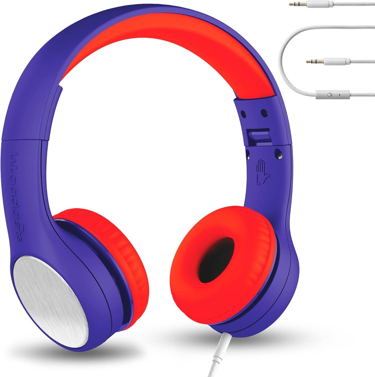Thijox - Kinder Hoofdtelefoon On-Ear met Microfoon - Ruisonderdrukking, SharePort-technologie, Duurzaam & Verstelbaar - Blauw/Rood - Perfect voor Kind