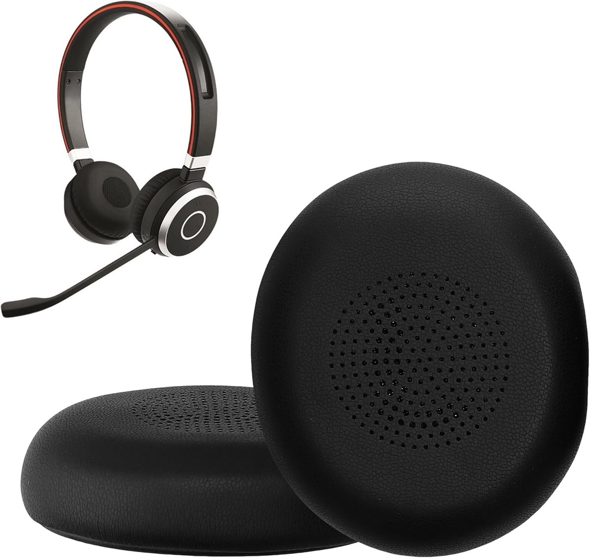 Thijox - 2x Oorkussens voor Jabra Evolve 2 65 / Evolve 65 SE - Zwart Kunstleer Earpads - Comfortabele Schuim Vervangingen voor Hoofdtelefoon