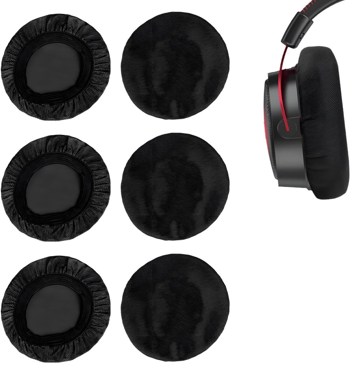 Dailygoods - 6 stuks rekbare hoofdtelefoonbeschermhoezen, hoofdtelefoonhoes, wasbare headsetbescherming voor headset, afdekkingen van gebreide stof, oorkussens, voor 6 - 8,5 cm on-ear oorkussens, zwart