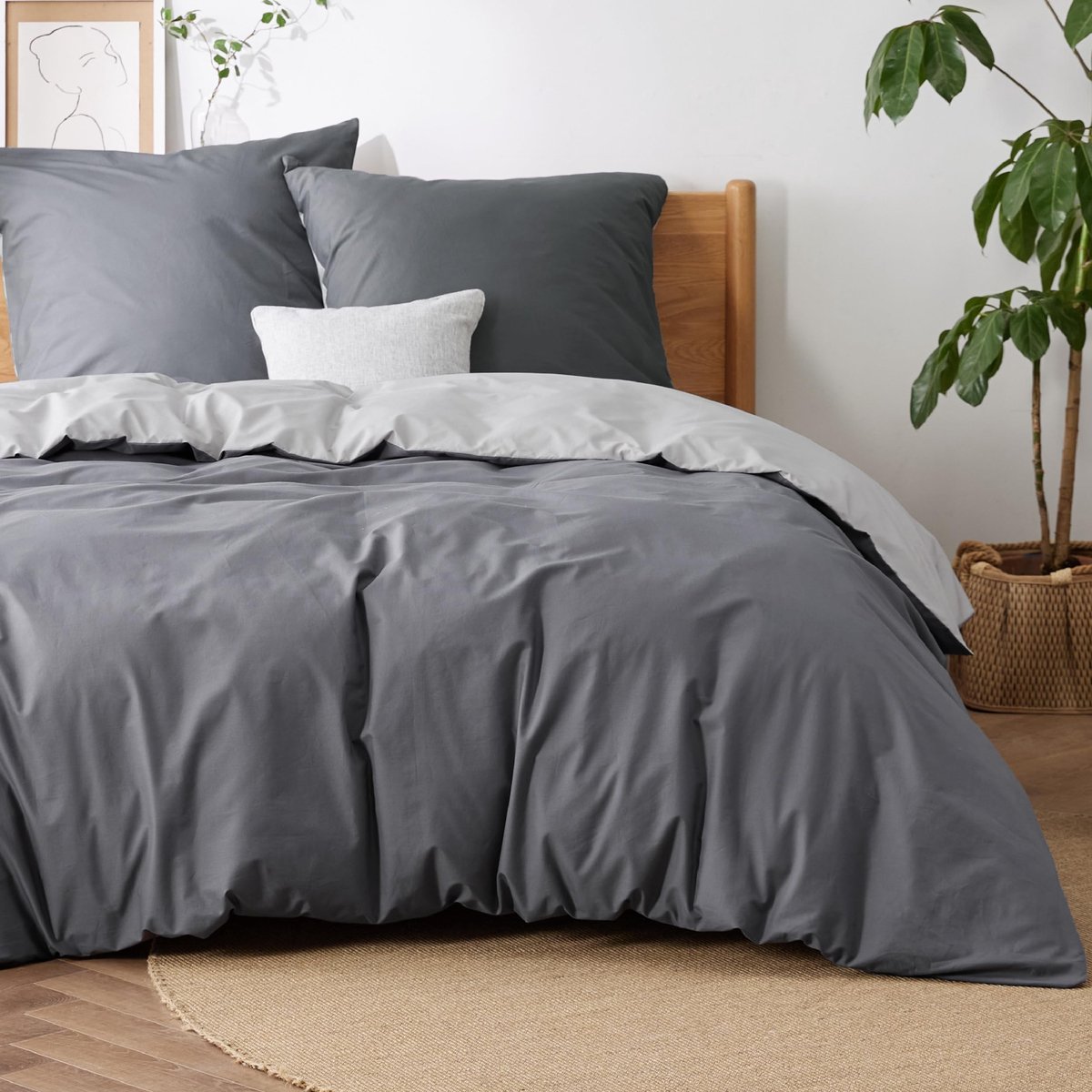 Dailygoods- Beddengoed 200 x 200 cm - Omkeerbaar Dekbedovertrek - 3-delige Set - Katoen - Inclusief 2 Kussenslopen 80 x 80 cm - Oeko-Tex