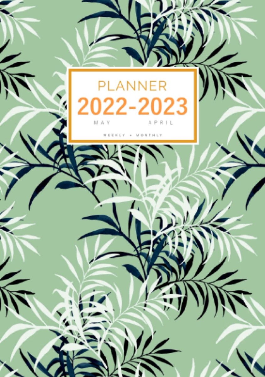 Thijox - Planner 2022-2023 A5 - Kleine Week- en Maandplanner met Tropisch Blad Design - Groene Organiser van Mei 2022 tot April 2023