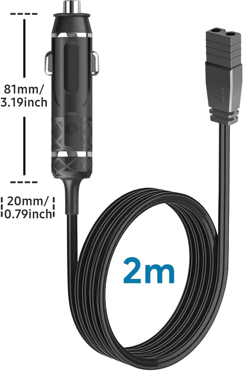 Thijox - Vervangingskabel 12V/24V voor Mini Koelkasten, 2m Hooggeleidend 18 AWG, Geschikt voor Camping, Auto, Reis, Dometic, Waeco en Mobicool – foto 7