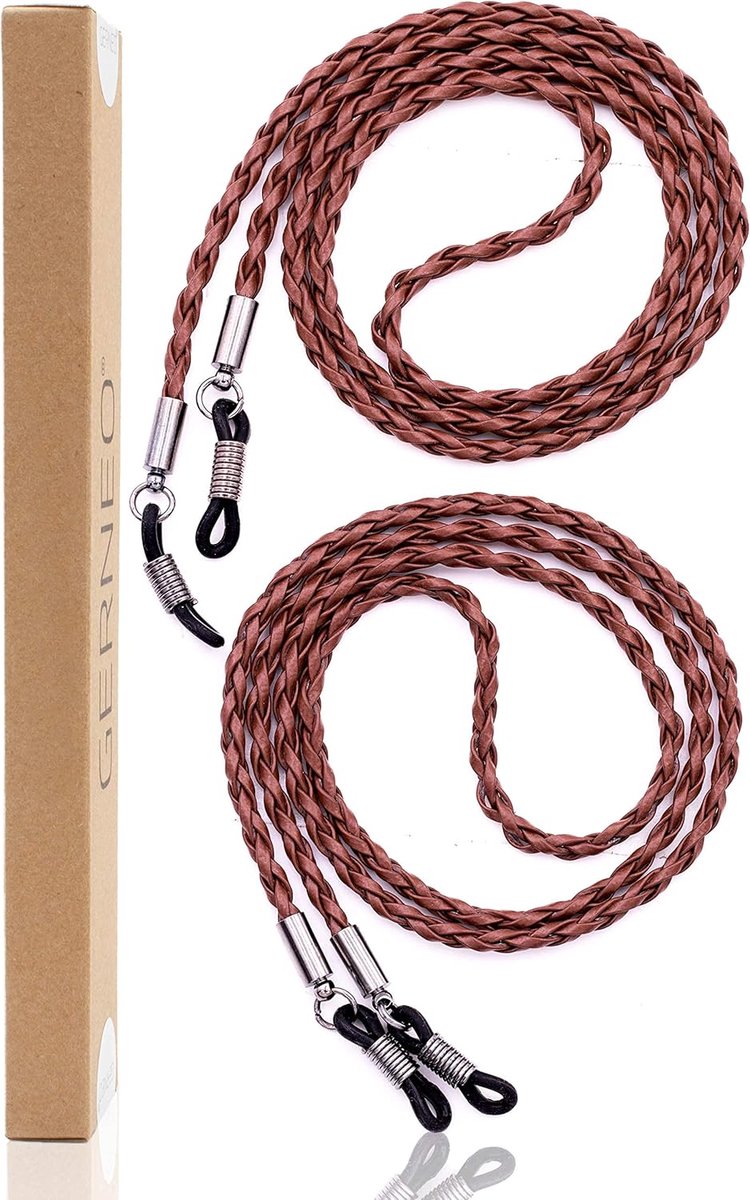 Thijox - Premium PU Lederen Brilband & Koord - Gevlochten Glad Lederlook - Kettingen & Lanyards voor Leesbrillen en Zonnebrillen - Zilveren Sluitingen