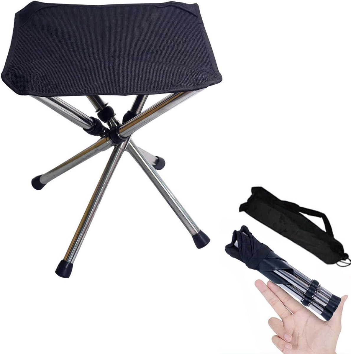 Thijox - Opvouwbare Stoel Camping, Draagbare Mini Kruk voor Volwassenen, Vissen, Wandelen, Tuinieren en Strand met Draagtas - Lichtgewicht, Compact en