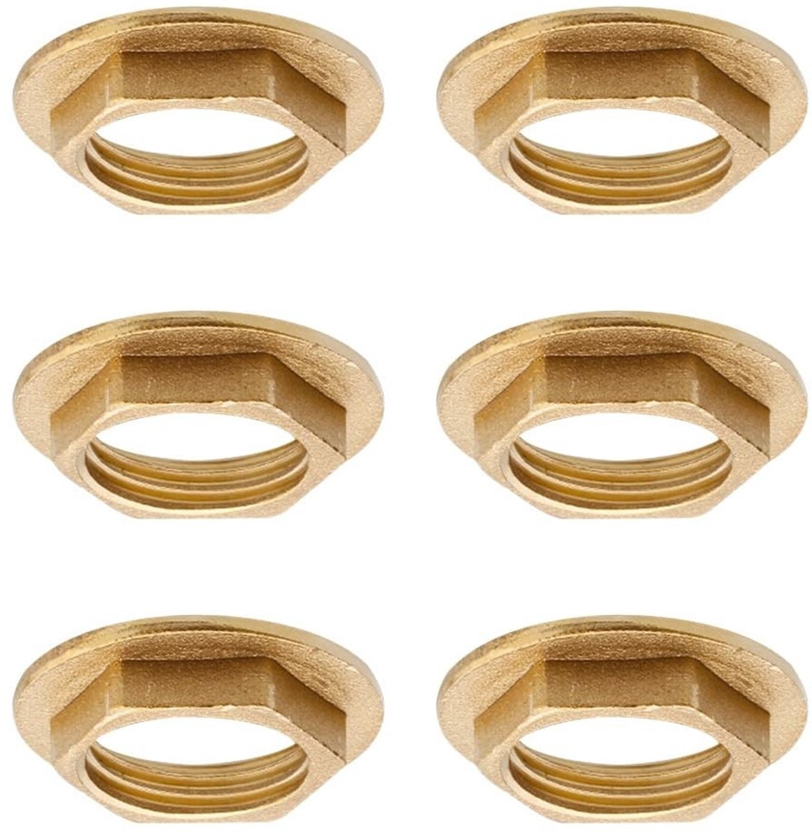 Dailygoods- Zekeringsmoeren 1/2 inch - Messing Zeskantmoer - Flens Binnendraad - 6 Stuks - Duurzaam - Sterk en Schokbestendig - Flensmoer