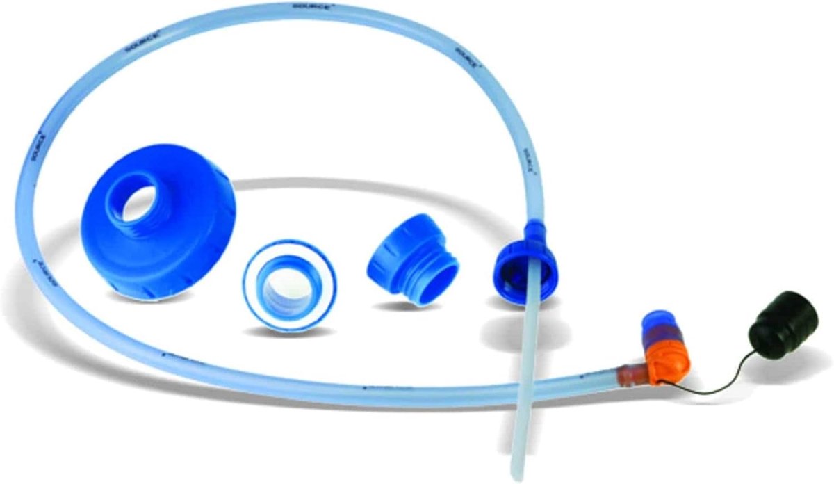 Thijox - Source Convertube Drinkadapterset Blauw 94 cm - Drinkslang met Bijtventiel voor Flessen, Perfect voor Camping, Feest en Outdoor Activiteiten