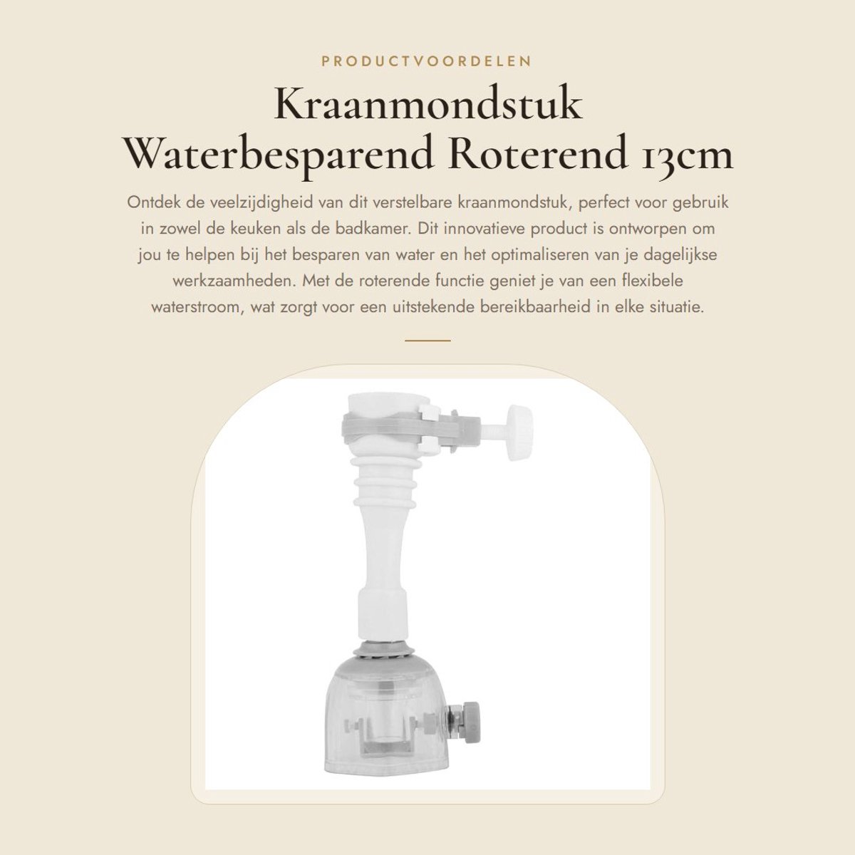 Dailygoods- Kraanmondstuk Roterend - Verstelbaar - Waterbesparend - Keuken/Badkamer - 13 cm - Grijs - Keukenkraan